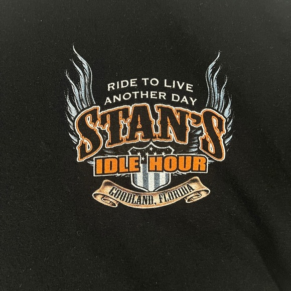 Harley Davidson Stan's Idle Hour Florida Black Biker Tee Graphic Shirt Wings XL - Picture 3 of 9